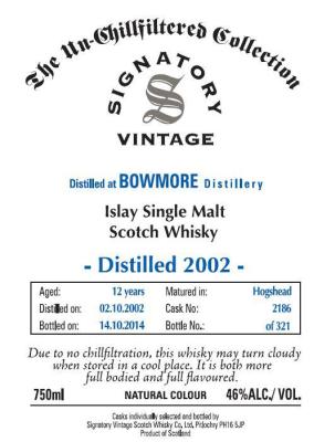 Bowmore 2002 SV #2186 46% 750ml