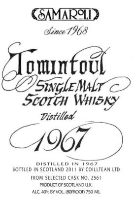 Tomintoul 1967 Sa 2561 40% 750ml