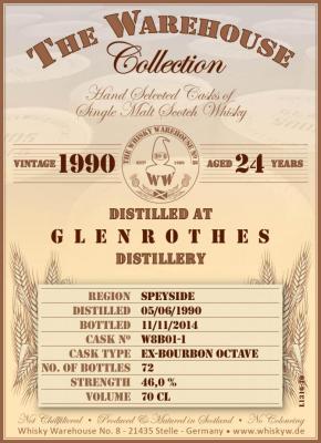 Glenrothes 1990 WW8 The Warehouse Collection Ex-Bourbon Octave W8B01-1 46% 700ml