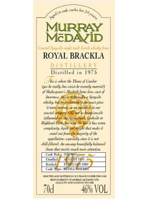 Royal Brackla 1975 MM Refill Sherry MM 9805 46% 700ml