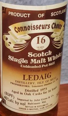 Ledaig 1973 GM Connoisseurs Choice Oak Casks Imported by John Gross & Co. Baltimore 40% 750ml