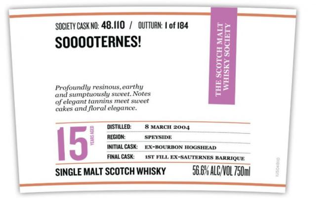 Balmenach 2004 SMWS 48.110 First Fill Sauternes Barrique 56.6% 750ml