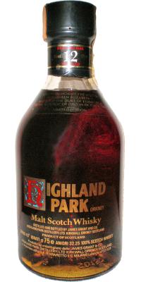Highland Park 12yo Screen printed label Malt Scotch Whisky Ferraretto Import Commemoration of H.M. The Queen to the Republic of Italy in 1980 43% 750ml
