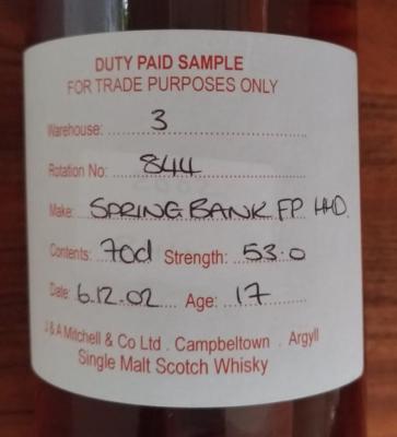 Springbank 2002 Fresh Port Hogshead Rotation 844 53% 700ml