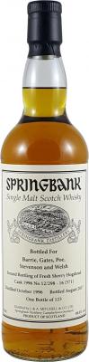 Springbank 1996 Private Bottling Fresh Sherry Hogshead 12/298 16 (571) Barrie Gates Poe Stevenson and Welsh 49.5% 700ml
