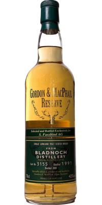 Bladnoch 1991 GM Reserve #3155 S. Fassbind AG 43% 700ml