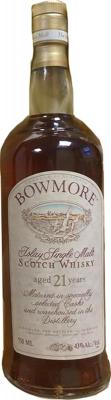 Bowmore 21yo white stripe on capsule 43% 750ml