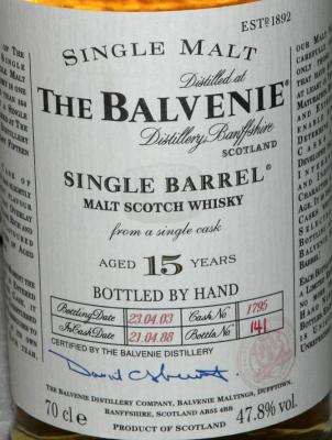 Balvenie 15yo Single Barrel 1795 47.8% 700ml