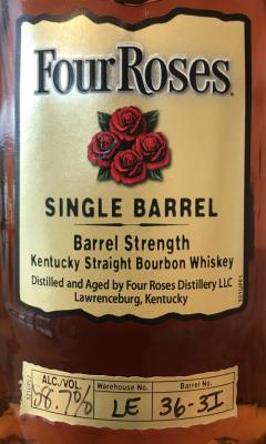 Four Roses 9yo Private Selection OBSQ Charred New American Oak Barrel 36-3I Bourbon Scotch & Beer 58.7% 750ml
