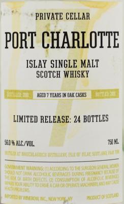 Port Charlotte 2001 Cask No. R 37 Blood Tub Alan Robinson 56% 750ml