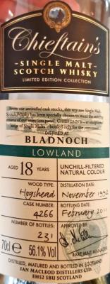 Bladnoch 1992 IM Chieftain's Hogshead 4266 56.1% 700ml