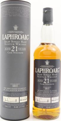 Laphroaig 21yo Heathrow Cask Strength Oak Barrels 53.4% 750ml