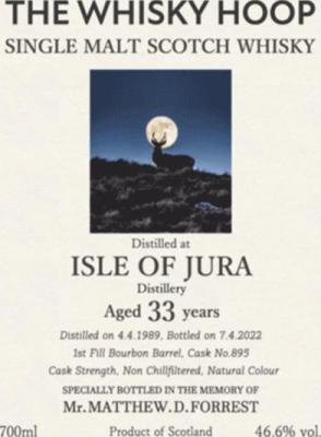 Isle of Jura 1989 TWH 1st Fill Bourbon Barrel 46.6% 700ml