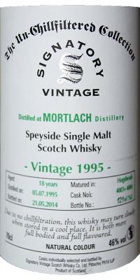 Mortlach 1995 SV The Un-Chillfiltered Collection Hogsheads 4083 + 84 46% 700ml