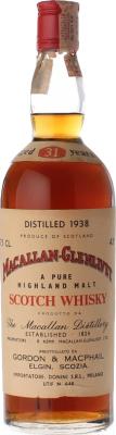 Macallan 1938 GM a Pure Highland Malt Importatore: Donini S.R.L. Milano 43% 750ml