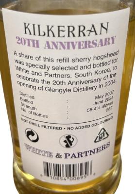 Kilkerran 2007 20th Anniversary White & Partners 58.4% 700ml