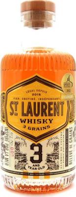 St. Laurent 3yo Whisky 3 Grains Charred virgin oak casks Lot 0005 43% 750ml