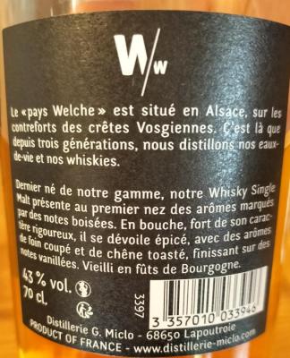 Welche's Whisky Single Malt futs de Bourgogne Fut Bourgogne 43% 700ml