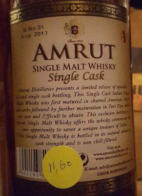 Amrut Single Cask Port Pipe Finish Batch 01 50% 700ml