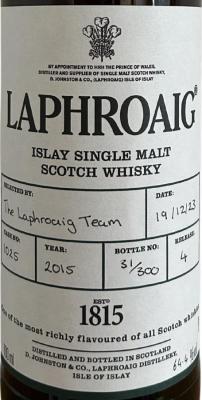 Laphroaig 2015 Single Cask Release 4 64.4% 700ml