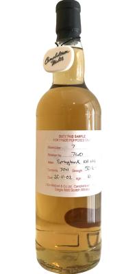 Springbank 2002 Duty Paid Sample For Trade Purposes Only Refill Bourbon Hogshead Rotation 740 50.6% 700ml