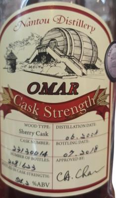 Nantou Omar 2008 Cask Strength 54.2% 700ml