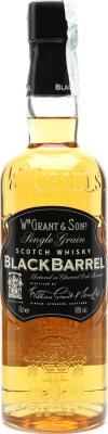 Black Barrel Single Grain Scotch Whisky Charred Oak Barrels 40% 700ml