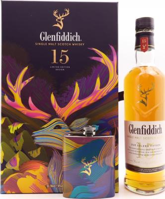 Glenfiddich 15yo Giftbox With Hip Flask 40% 700ml