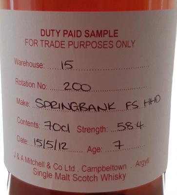 Springbank 2012 Fresh Sherry Hogshead Rotation 200 58.4% 700ml