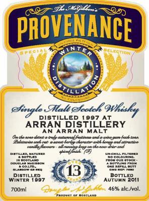 Arran 1997 McG McGibbon's Provenance Refill Butt 46% 700ml