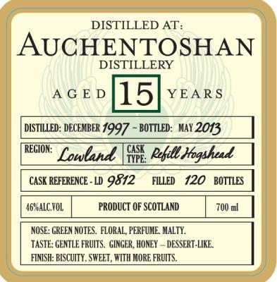 Auchentoshan 1997 DoD Refill Hogshead LD 9812 46% 700ml