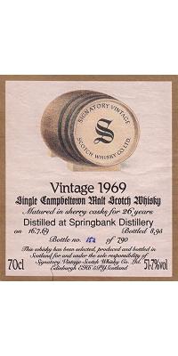 Springbank 1969 SV Vintage Collection Dumpy Sherry Cask 51.7% 700ml