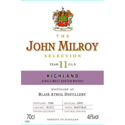 Blair Athol 1998 JY The Selection Refill Butt R1212 46% 700ml