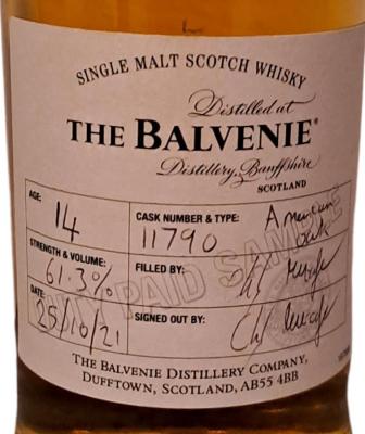 Balvenie 14yo Duty Paid Sample American Oak 61.3% 200ml