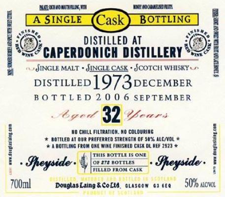 Caperdonich 1973 DL Old Malt Cask Wine Finished Cask DL 2923 50% 700ml