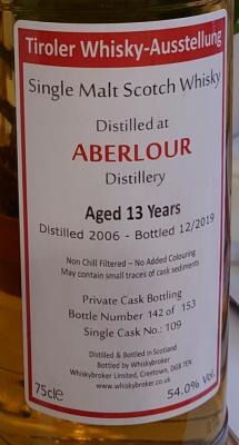 Aberlour 2006 WhB #109 Tiroler Whisky-Ausstellung 54% 750ml