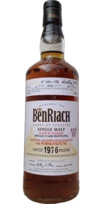 BenRiach 1976 Single Cask Bottling Refill Hogshead #3012 whiskysite.nl Exclusive 40.1% 700ml