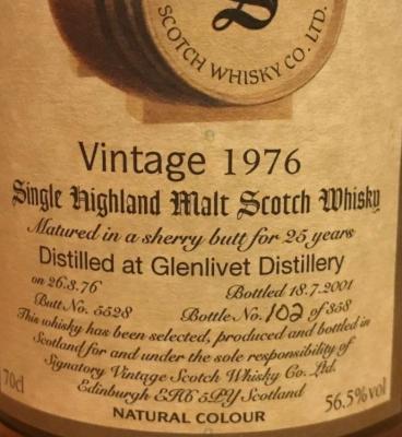 Glenlivet 1976 SV Vintage Collection Dumpy Sherry Cask 5528 56.5% 700ml