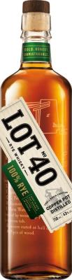 Lot No. 40 100% Rye Whisky Small Batch Crafted Copper Pot Distilled 43% 750ml