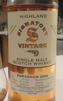 Edradour 2006 SV Vintage Collection Cask Strength 2nd Fill Sherry Hogshead 331 Binny's Beverage Depot 59.6% 750ml