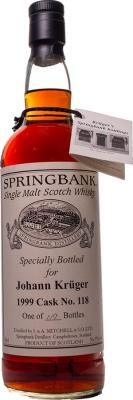 Springbank 1999 Private Bottling Johann Krueger Sherry Cask #118 56.5% 700ml