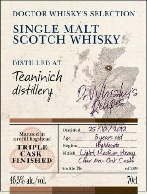 Teaninich 2012 UD Doctor Whisky's Selection Light Medium Heavy Char New Oak 46.5% 700ml