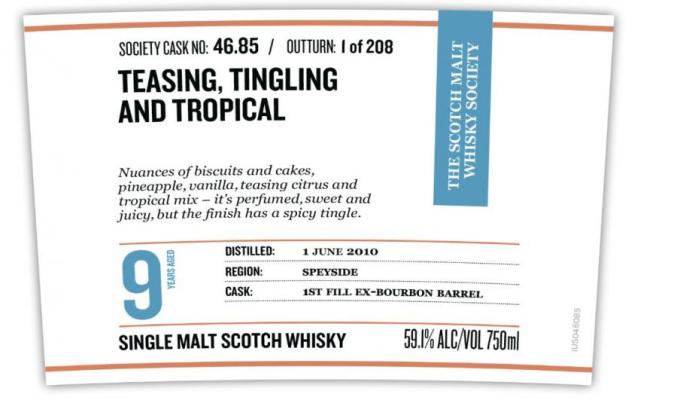 Glenlossie 2010 SMWS 46.85 Teasing tingling and tropical 1st Fill Ex-Bourbon Barrel 59.1% 750ml