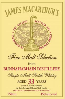 Bunnahabhain 33yo JM Fine Malt Selection Double wood matured 45% 750ml