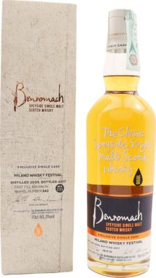 Benromach 2008 Exclusive Single Cask 1st Fill Bourbon Barrel #342 Milano Whisky Festival 2017 60.3% 700ml