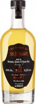 St. Kilian 2016 2017 The Spirit of ST. Kilian Batch #7 Bourbon Sherry & Virgin Oak 44% 350ml
