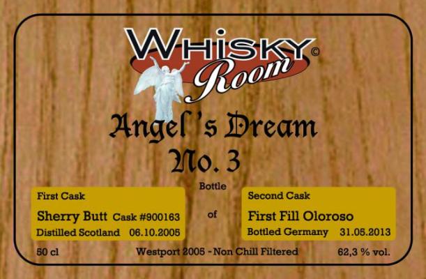 Westport 2005 WR Angel's Dream No. 3 Sherry Butt + 1st Fill Oloroso Sherry Finish 900163 62.3% 500ml