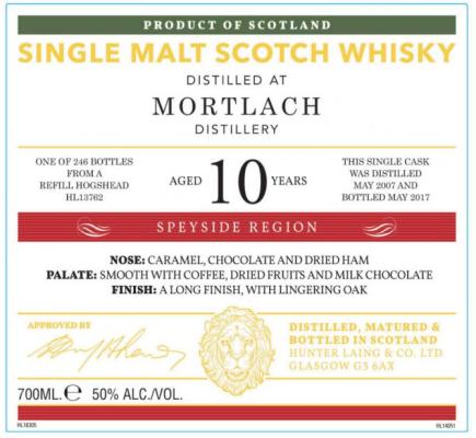 Mortlach 2007 HL Refill Hogshead 50% 700ml