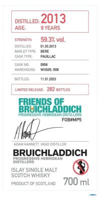 Bruichladdich 2013 Friends of Bruichladdich Pauillac Friends of Bruichladdich 59.3% 700ml