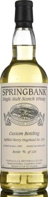 Springbank 1996 Custom Bottling Refilled Sherry Hogshead #510 55.2% 700ml